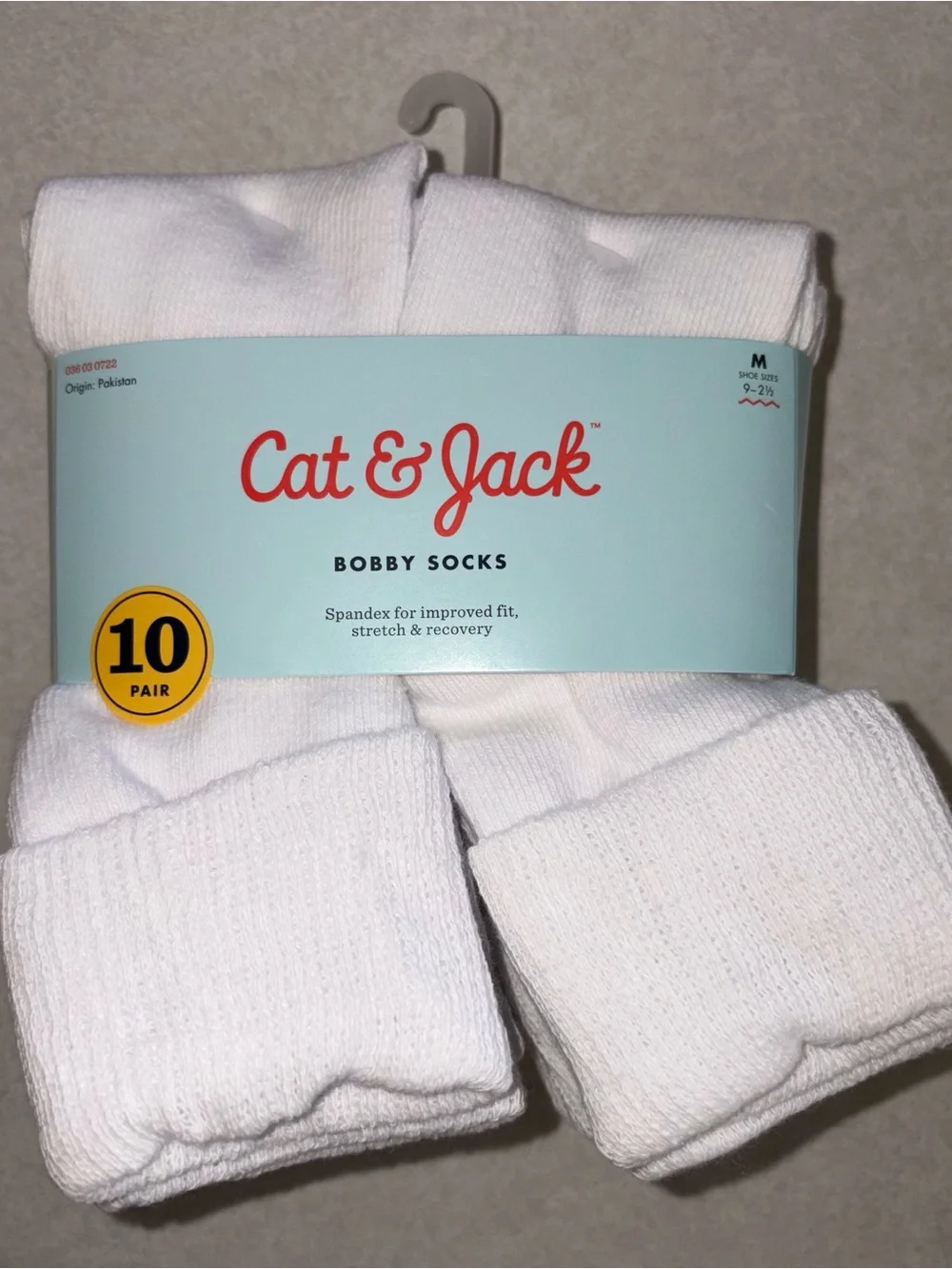 Cat & Jack White Crew Bobby Socks - 10 Pack